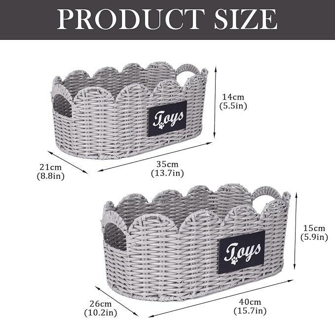Dog Toy Storage Bin Large Cotton Rope Basket for Dog Toys,2Pack Pet Toy Basket with Handles, Decorative Toys Box Storage Organizer, Pet Toy Organizer for Home and Living Room Organization
