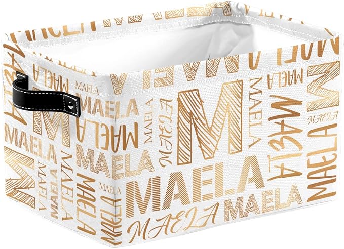 Foldable Personalized Storage Box for Boys Girls with Name Waterproof Kids Custom Storage Bin Baskets Cube Boxes Organizer with Handles for Organizing Shelf Closet, 1 Pack