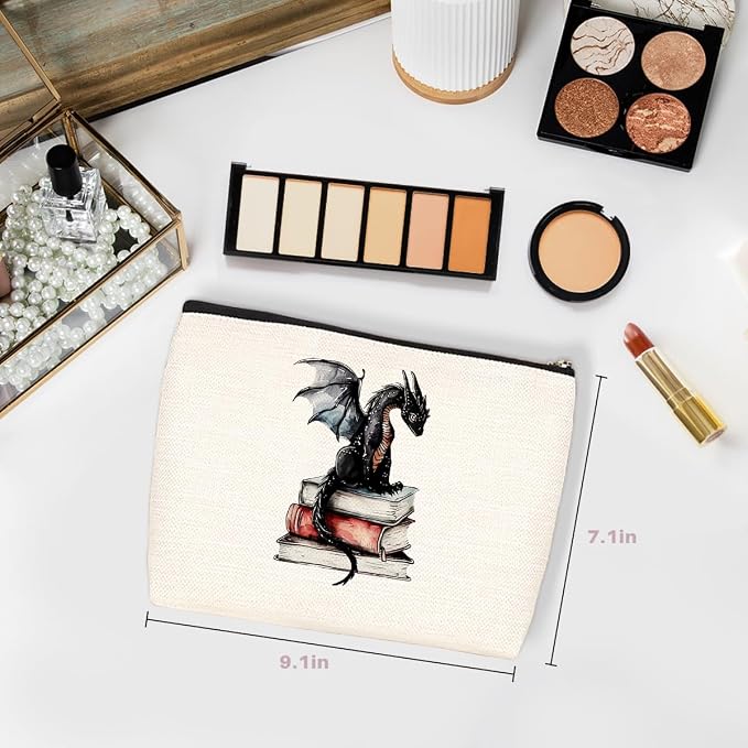 Fantasy Dragon Makeup Bag Book Lovers Gifts Bookish Gifts Cosmetic Bags | Fantasy Halloween Christmas Birthday Gifts for Readers Women Girls Friends Sisters Book Accessories Travel Toiletry Bag