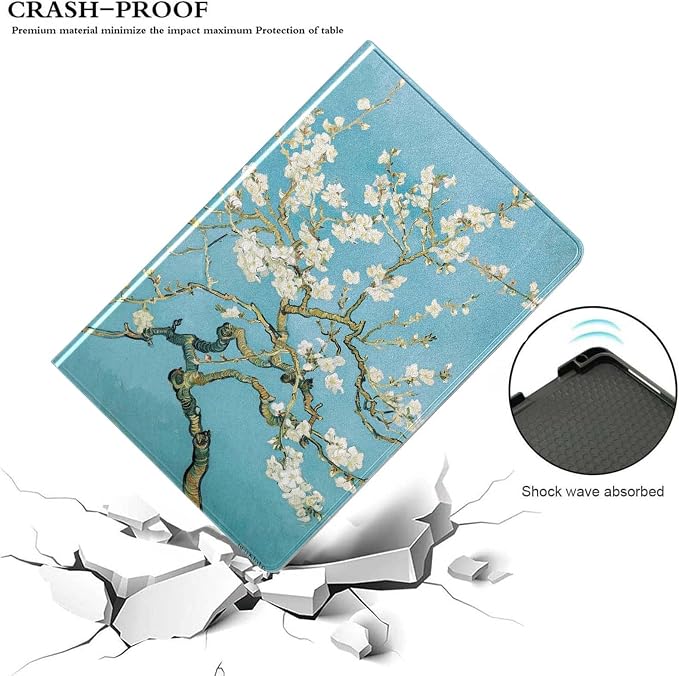 for Samsung Galaxy Tab S9 11" 2023(SM-X710/X716B/X718U) Tablet Case,Premium Leather Folio Stand Auto Wake/Sleep,Multiple Viewing Stand,Almond Blossom Vincent Van Gogh