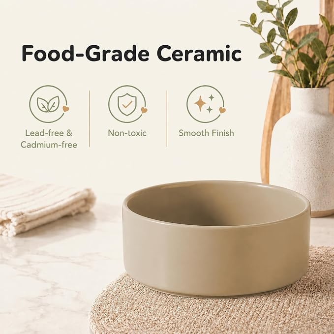 Havniva Ceramic Dog Bowls, Dog Food and Water Bowl Set, Dog Water Bowl | 8.3” Ceramic Dog Food Bowls with Non-Slip Rubber Base, Large Capacity, Dog Feeding Bowls for Large Dogs
