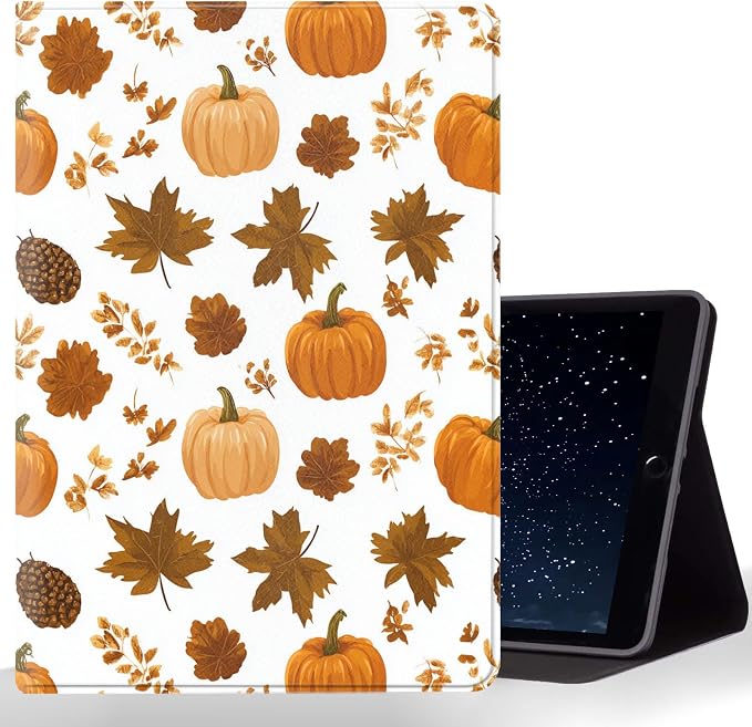 Tablet Case for iPad 10.2 Inch (9th/8th/7th Gen),Shockproof Protective Cover with Stand,Auto Wake/Sleep,Auto Wake/Sleep,Pumpkin Maple Leaf