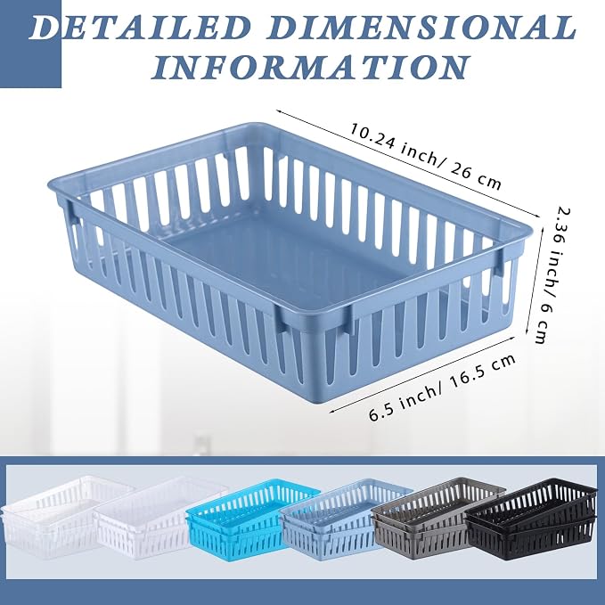 Wenqik Set of 12 Small Plastic Baskets for Organizing, Multi Color