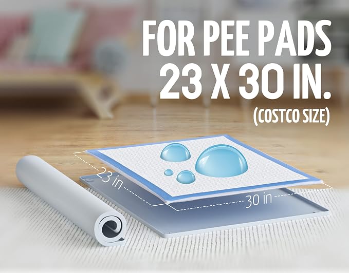 Dog Pee Pad Holder Tray Fits for 30” x 23” Pee Pads - 2 Pack - Light Grey | Corner Lock Holes, Raised Edges, Non-Spill, Easy to Clean Silicone Dog Potty Tray Holder, For Indoor Floor Protection