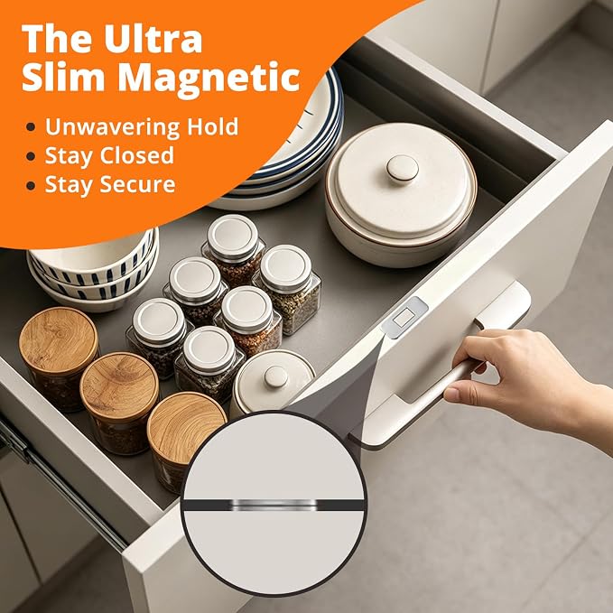 Cabinet Magnets for Closure 12 Pack Magnetic Cabinet Door Catch with 24 Strong Adhesive Strips Secure Hold ToolFree ResidueFree Ultra Thin Quiet Close No Slamming RV Boat Pet Resistant KidSafe