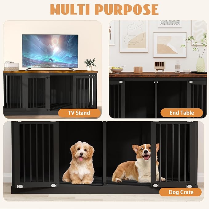 71 inch Extra Large Dog Crate Furniture Indoor Wooden Dog Kennel Furniture