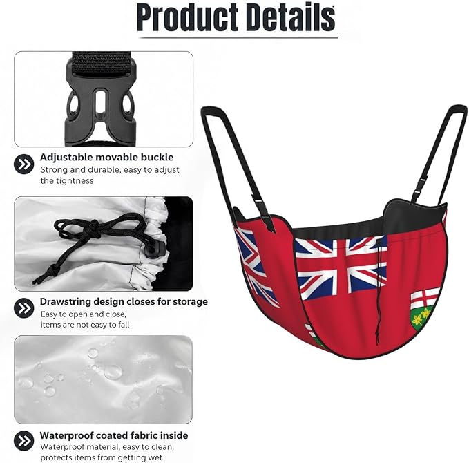 Ontario Flag Car Seat Organizer-Backseat Storage Bag for Travel | Waterproof Durable. Holds Snacks Gear Essentials. Fits Most Cars.
