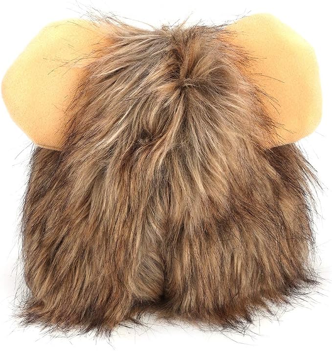 Zopsc Cute Cat Lion Wig Hat, Funny Pet Costume Dress Up for Small Dogs Cats, Furry Animal Roleplay Costume Accessories