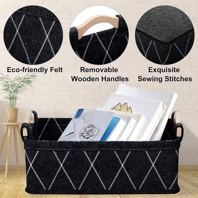 Gray Storage Baskets Bin Empty Basket Foldable Fabric Storage Cubes for Desks Drawers Shelves Pantry Cabinet Bathroom Office Sturdy Home Decor