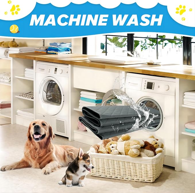 Washable Pee Pads for Dogs 48"x48" Reusable Puppy Pad Pet Training Pads, Waterproof Mat Non-Slip, Dog Pee Pad Whelping Pads Dog Mat-Playpen,Crate,Sofo,Car,Potty,Bed