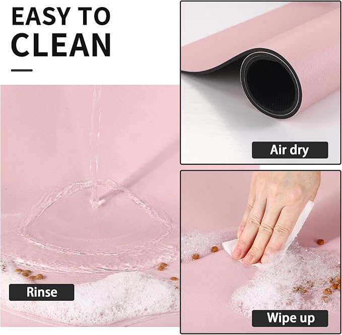 HotLive Dog Food Mat - Absorbent Cat Mat for Food and Water, No Stains Pet Feeding Bowl Mat, Easy to Clean Pet Placemats, Quick Dry Dog Water Dispenser Mat for Messy Drinkers | Pink 12"x 19"