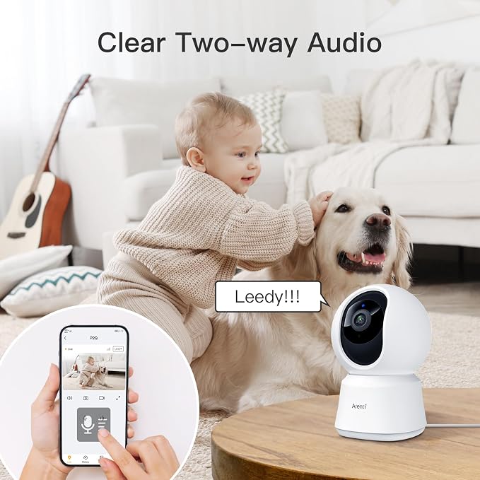 ARENTI 4MP Pet Camera P2Q 2PC, 5G WiFi 6 Indoor Security Cameras, Free App