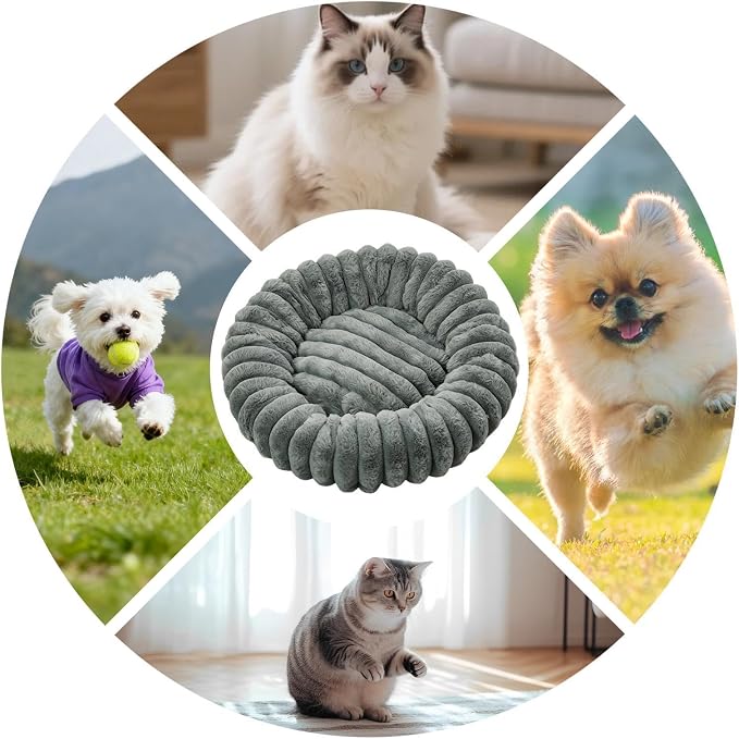 Cat and Dog Sleeping Mat, Round Pet Relaxation Bed | Washable Puppy Kitten Donut Bed | Non-Slip Round Comfortable Thick Dog Bed Cat Sofa For Small Dogs, Cat