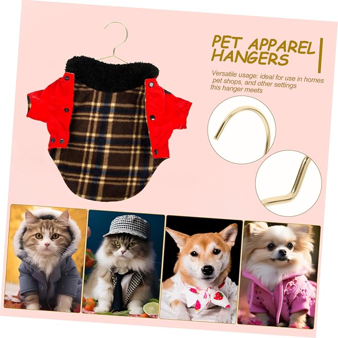 INOOMP 10Pcs Portable Metal Pet Hangers for Small Dogs Cats Durable Non Slip Clothes Organizer Lightweight Mini Hangers for Travel for Pet Clothing Storage