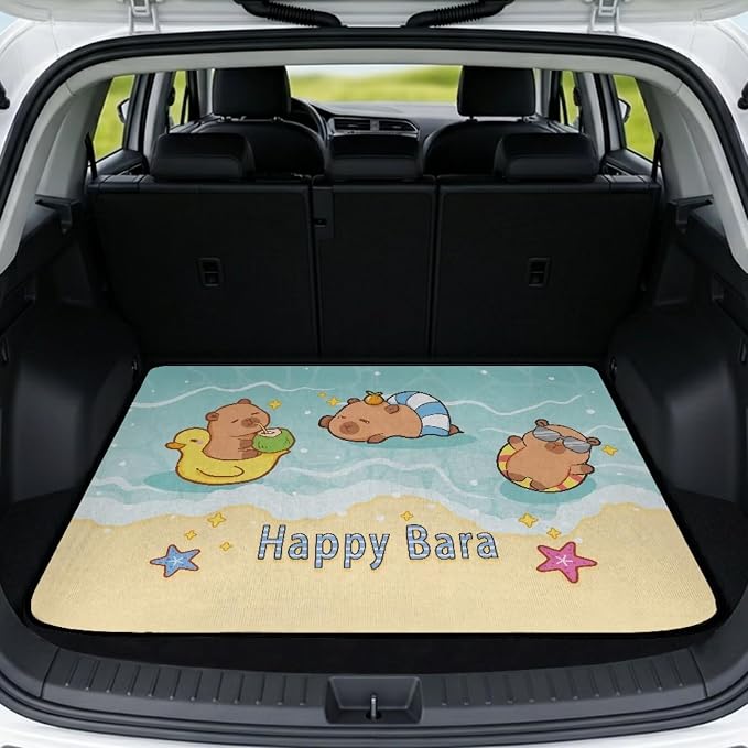 Universal Cargo Liners Rear Happy Capybara Car Trunk Mats All Weather Trunk Protection Cargo Liner Suitable for Most Cars SUVs, Non Slip, Dustproof