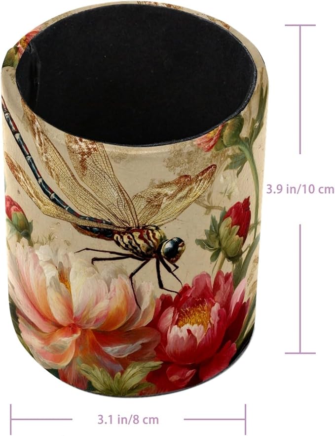 Retro Dragonfly Pen Holder, Pencil Cup Marker Brush Holder Desk Storage Case, Desktop Organizer for School Office Home Supplies