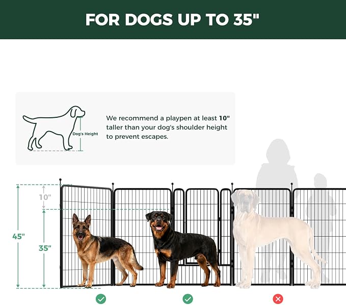 FXW Rollick Dog Playpen with RV Step Grid, 45" H, 16 Panels | Heavy-Duty & Easy setup Play Area, Helps Close Stair Gaps, Fits 32" RV Step Opening, For Large Dogs, Patented