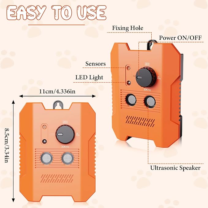 Dog Bark Deterrent Devices, Ultrasonic Anti Barking Device for Dogs, 3 Training Modes Automatic Standby, 200 Feet Bark Guard for Outdoor, Suitable for Dogs of All Breeds and Sizes