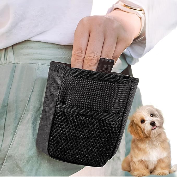 ITODA Dog Treats Training Pouch Waist Bag, Hands-Free Pet Animal Walking Snack Kibble Belt Clip Container Portable Storage Outdoor Food Holder for Small Medium Puppy Doggie