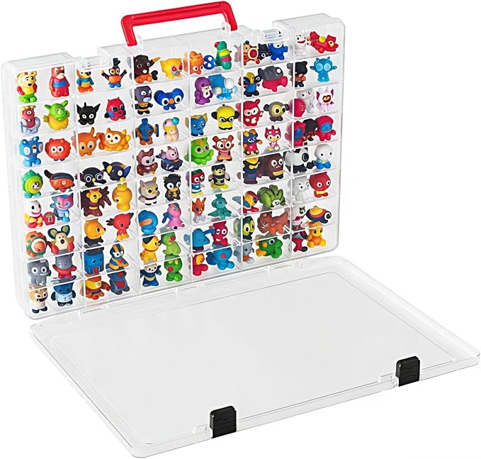 Tackle Box Organizer, Tool Box Organizer, Clear, 48 Compartments, Dividers | Adjustable Dividers for Tiny Toys, Clear View, Toy Car Storage Organizer, Built-In Handle, Latch Closure, Under-Bed Storage
