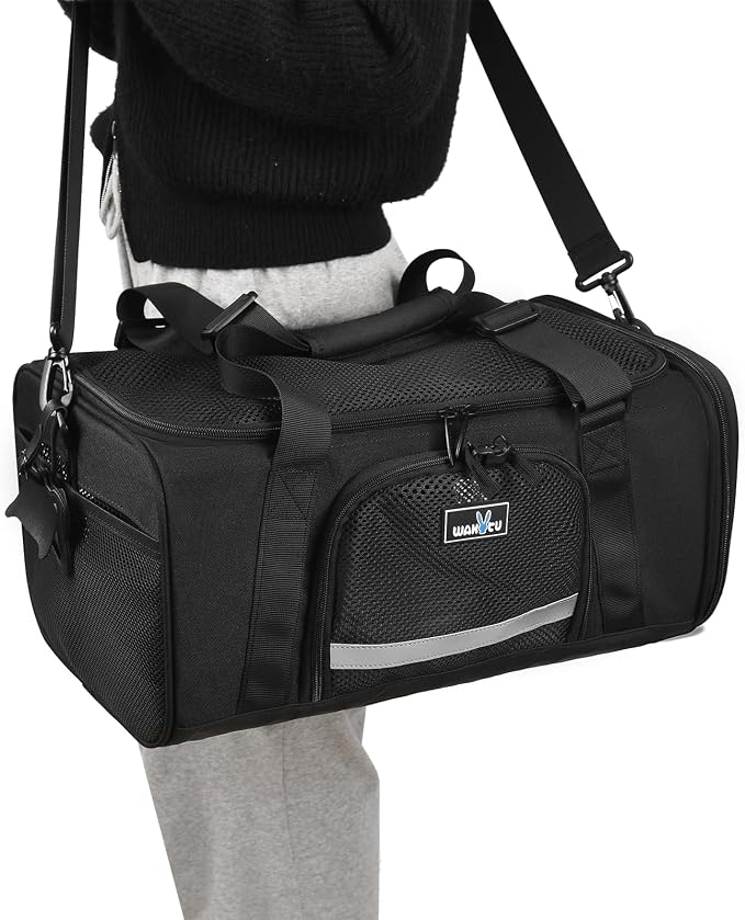 Wakytu Airline Approved Pet Carrier, Collapsible Cat Carrier, Expandable Dog Carrier, 900D High Density Oxford Cloth, Wear-Resisting, Anti Tearing, Safety Lock Zipper, Reflective Tape | 3 entrances & 5 vents, waterproof rip-stop, anti-escape locks, pad...