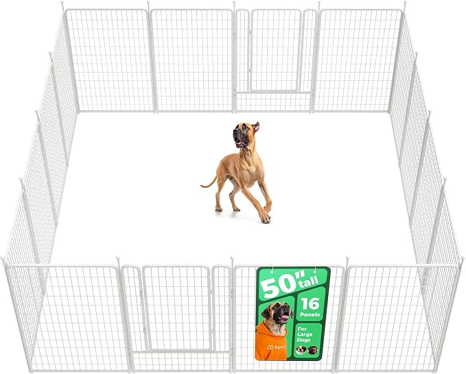 FXW Rollick Dog Playpen, Indoor, Yard & RV Camping, 50"H, 16 Panels | Easy setup, Heavy-duty, DIY layouts, for Ultra Large Dogs, Patented