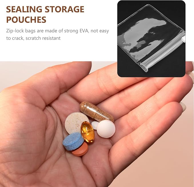Ciieeo 24pcs Small Eva Sealable Pill Bags Travel Medicine Container Portable Pills Organizer Pouches for Daily Medication and Pet Storage