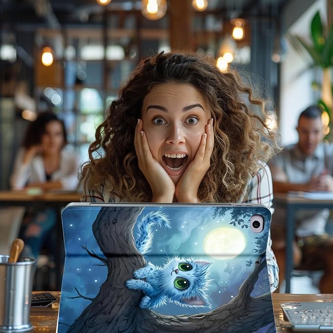 for Microsoft Surface Go 4/3/2/1-10.5" 2021 Tablet Case,Auto Wake/Sleep,Adjustable Stand Protective Cover - Moonlight Cat