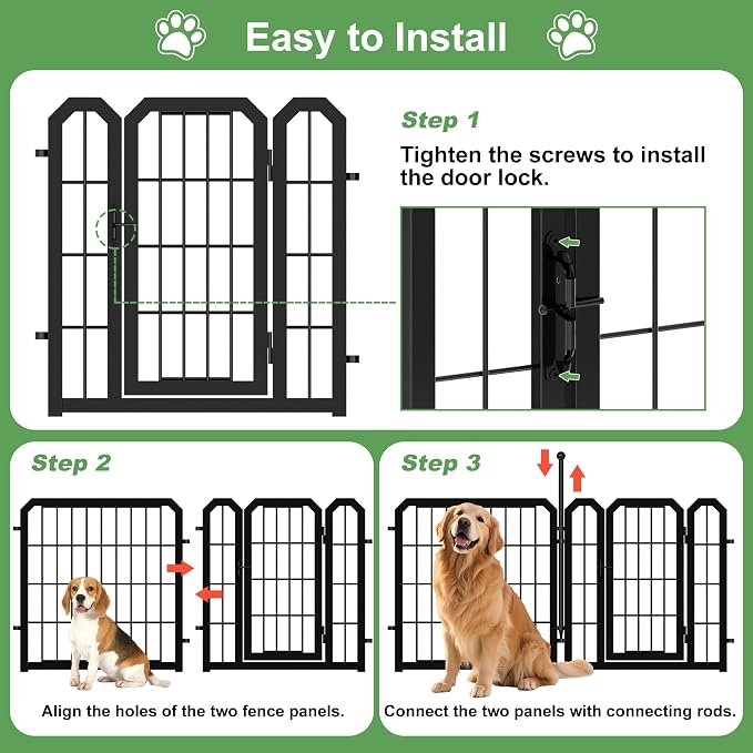 Indoor Dog Playpen, 24 Inch Metal Puppy Playpen, 8 Panels | Carrying Straps, Portable Pet Fence for Yard, Camping, Travel, Sturdy and Safe, Adjustable, Rust-Resistant, Impact-Resistant