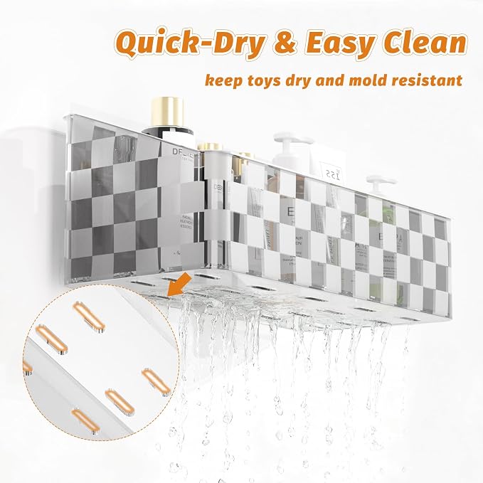 2 Pack Bath Toy Storage Holder, Large Capacity Bath Toy Organizer for Tub | Holder for Bathroom, Bedroom & Kitchen, Organize Shower Toy, Shampoo, Bath & Kitchen Items, ABS Quick-Drying, Sheer Gray