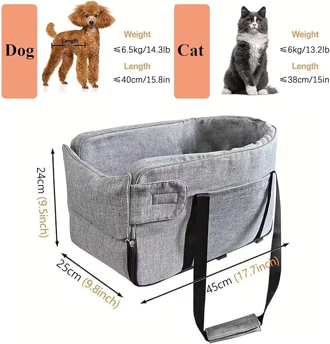 Car Center Console Pet Bed for Rolls-Royce Ghost/Phantom Sedan 2010-2026 Portable Foldable Small Dog & Cat Carrier for Armrest with Safety Leash Side Pocket