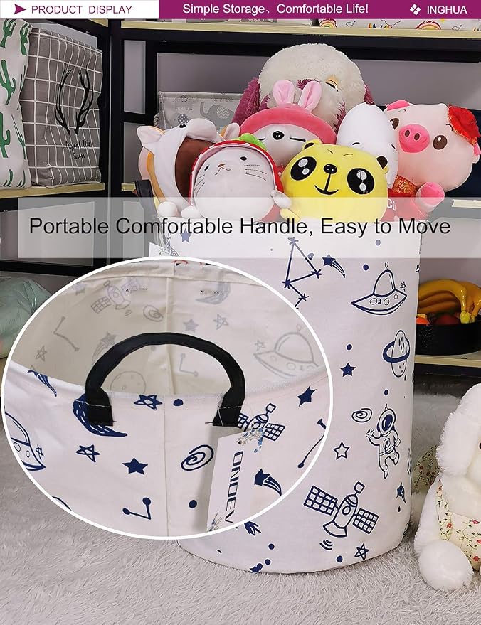 Spaceship Fabric Storage Bin Nursery Organizer Basket | Organizer Bin Dirty Clothes Collapsible Waterproof for College Dorms, Boys and Girls Bedroom,Bathroom