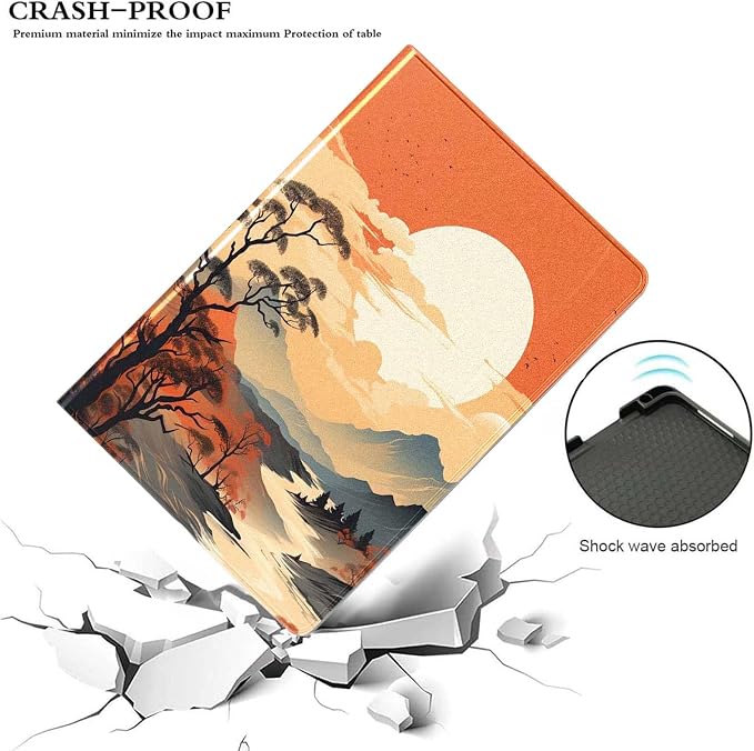for Samsung Tab A9 Plus/A9+ 10.9 Inch 2023 (SM-X210/X216/X218) Tablet Case,Premium Leather Folio Stand Auto Wake/Sleep,Multiple Viewing Stand,Nature Landscape Valley River Sunset