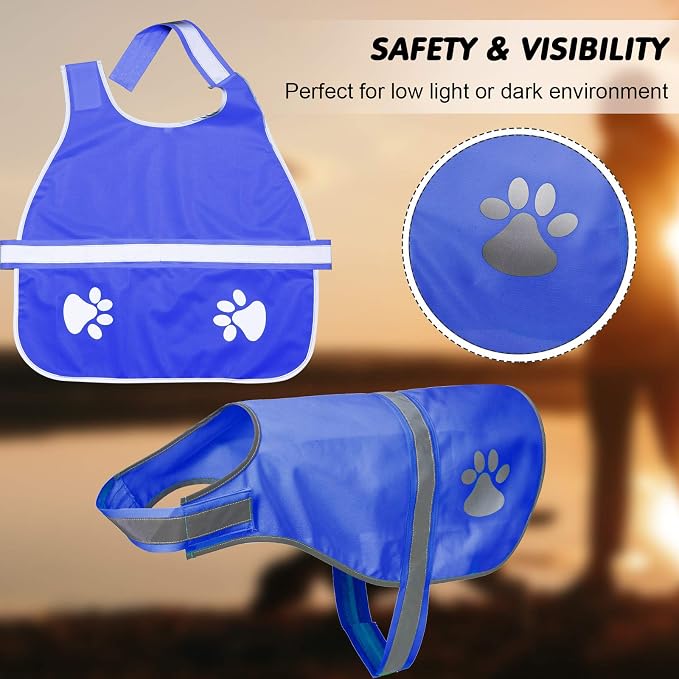 Geyoga 2 Pcs Reflective Dog Vest Adjustable Safety Vest,L,Pink, Blue | Pet High Visibility Apparel, Blaze Fluorescent, Dog Service Jacket Clothes Safeguard, for Hunting Outdoor Walking Night