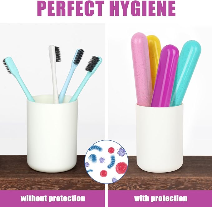 Hooqict 4 Pack Travel Toothbrush Case Portable Travel Toothbrush Holder Plastic Toothbrush Container Protector Cover for Traveling, Camping, Home, School, Business