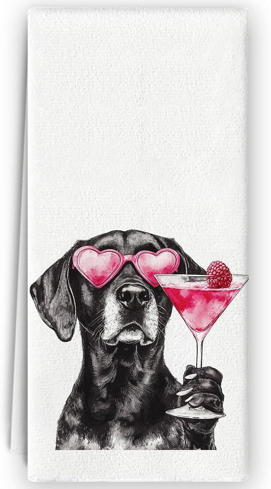 Labrador Dog Kitchen Towels - Labrador Retriever Cocktail Lovers Gifts, Bar Towels for Bartender, Funny Black Labrador Hand Towels Dish Towels for Kitchen Bar, 16x24 Inch
