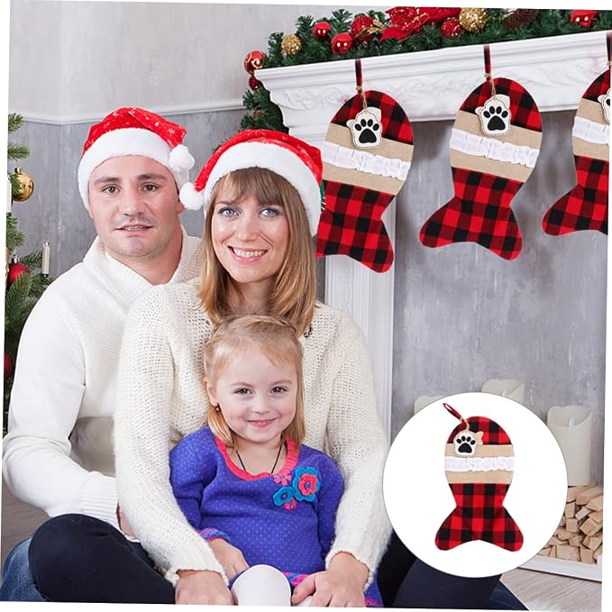 FOMIYES 1pc Christmas Pouch Bag for Pets Stylish Santa Sock Decoration for Family Party Use Holiday Storage for Stocking Fillers Cute Xmas Decor
