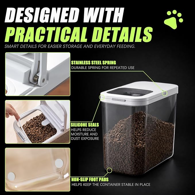 Pet Food Storage Containers With Lids & Scooper | Dog Food Storage Container,12L/12KG/10-15LBS,BPA Free Airtight Storage Containers Store Dry Food For Kitchen Pantry