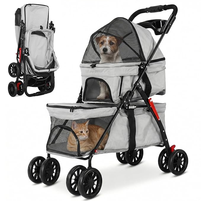 Kittens Puppies Travel Strolling Cart for Small Cats Puppy Kitty Stroller