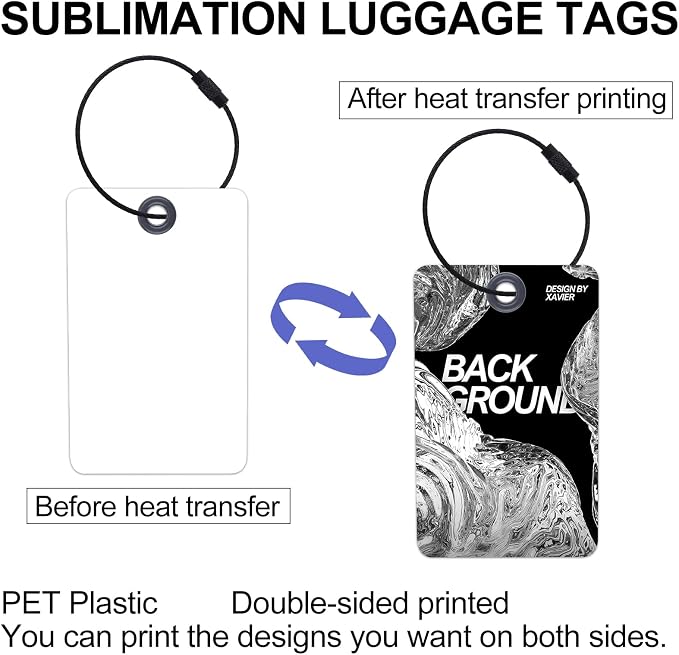 20pcs Sublimation Luggage tag Blanks（0.36MM） | Sublimation Luggage tag Blanks,PET Blank ID Card Holder,Double Sides Sublimation Keychain Blanks Product Bagge（0.36MM）