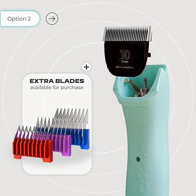 Cordless Pet Trimmer for Dogs & Cats – Rechargeable Grooming Clipper with Detachable Metal Blade, Low-Noise Motor, Supports Optional Blade Lengths (Parent) (Green, Combs Bundle)