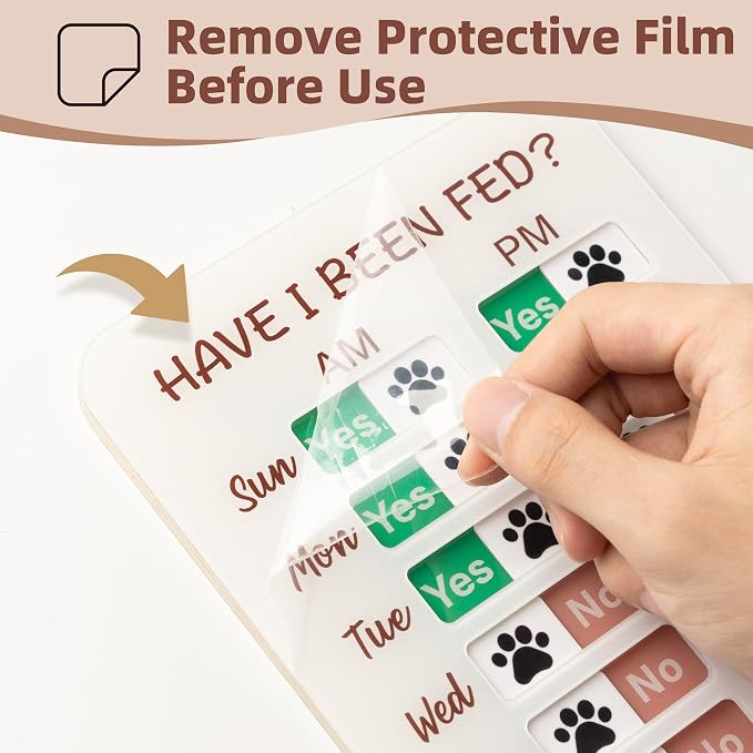 Dog Feeding Reminder, Dog Fed Sign Tracker -Daily Am/Pm Chart Slider Sign for Pet Fed and Pill Reminder, Easy to Use On Fridge Or Wall with Adhesive and Magnet,Pet Supplies