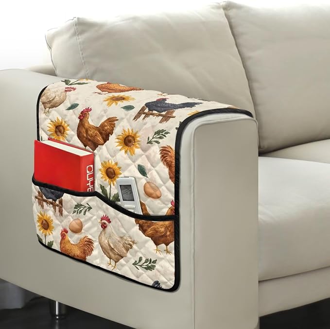 Rooster Sofa Arm Covers for Couch Stretch Armrest Covers Easy to Clean Armchair Cover Sofa Armchair Slipcovers Recliner SofaArm Protector