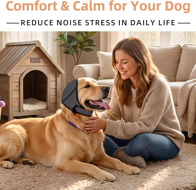 Dog Ear Muffs Noise Protection, Water-Resistant, No-Shake Ear Muffs for Grooming, Bathing, Swimming & Noise Relief