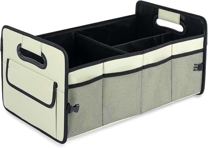 Car Trunk Organizer, Collapsible Car Organizers and Storage Light Green | Sturdy, Large Capacity, Clean Decor, Multi Compartment Container Box, Adjustable Car Accessories for SUV Sedan Truck