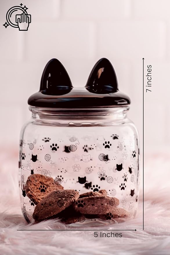 10 Strawberry Street Cat Ears Pet Treat Canister, Black