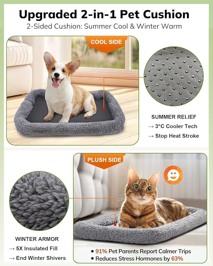 Morpilot Cat Carrier Soft for Large Medium Cats and Puppy up to 20lbs | with Dual-Sided Cushion, Secure Buckle and Foldable Bowl, Dog Carriers for Small Dogs - Pet Carrier (Dark Gray)
