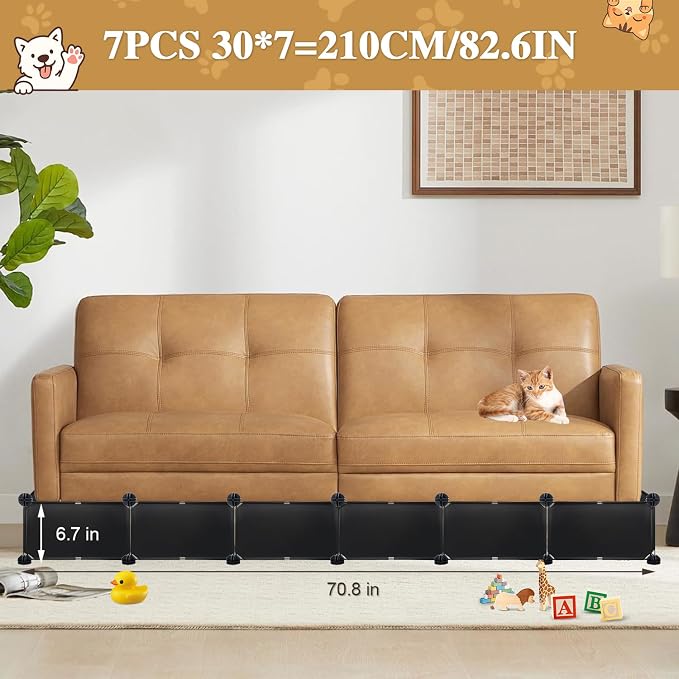 Under Couch Blocker, 6.7" H x 83" L in Total Couch Blockers for Pets, Adjustable Under The Couch Blocker Prevents Pets Under Furniture, Black
