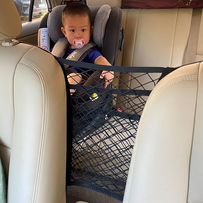 3-Layer Stretch Car Mesh Organizer, Car Seat Net, Dog Net for Barrier | 3-Layer Stretch Car Back Seat Mesh Organizer, Seat Back Net Bag, Dog Car Net Barrier, Kid Backseat Barrier, Storage Net Pouch