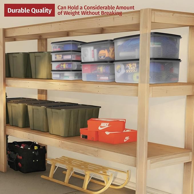 Plastic Storage Containers with Lids - 11L Storage Bins with Lids – Airtight Plastic Storage Bins for Food Storage, Pet Food, Rice– Stackable Clear Organizing Bins for Toy Storage, Garage, Pantry